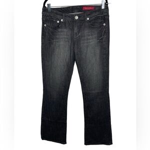 Seven7 Womens Jeans 32 Black Classic Flare Denim Five Pocket Zipper Fly Y2K